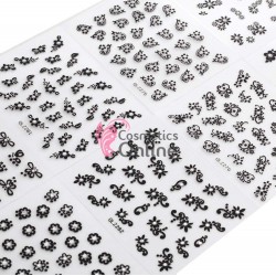 Stickere 3D Combinate  3DA23 Floricele Negre, 6 folii